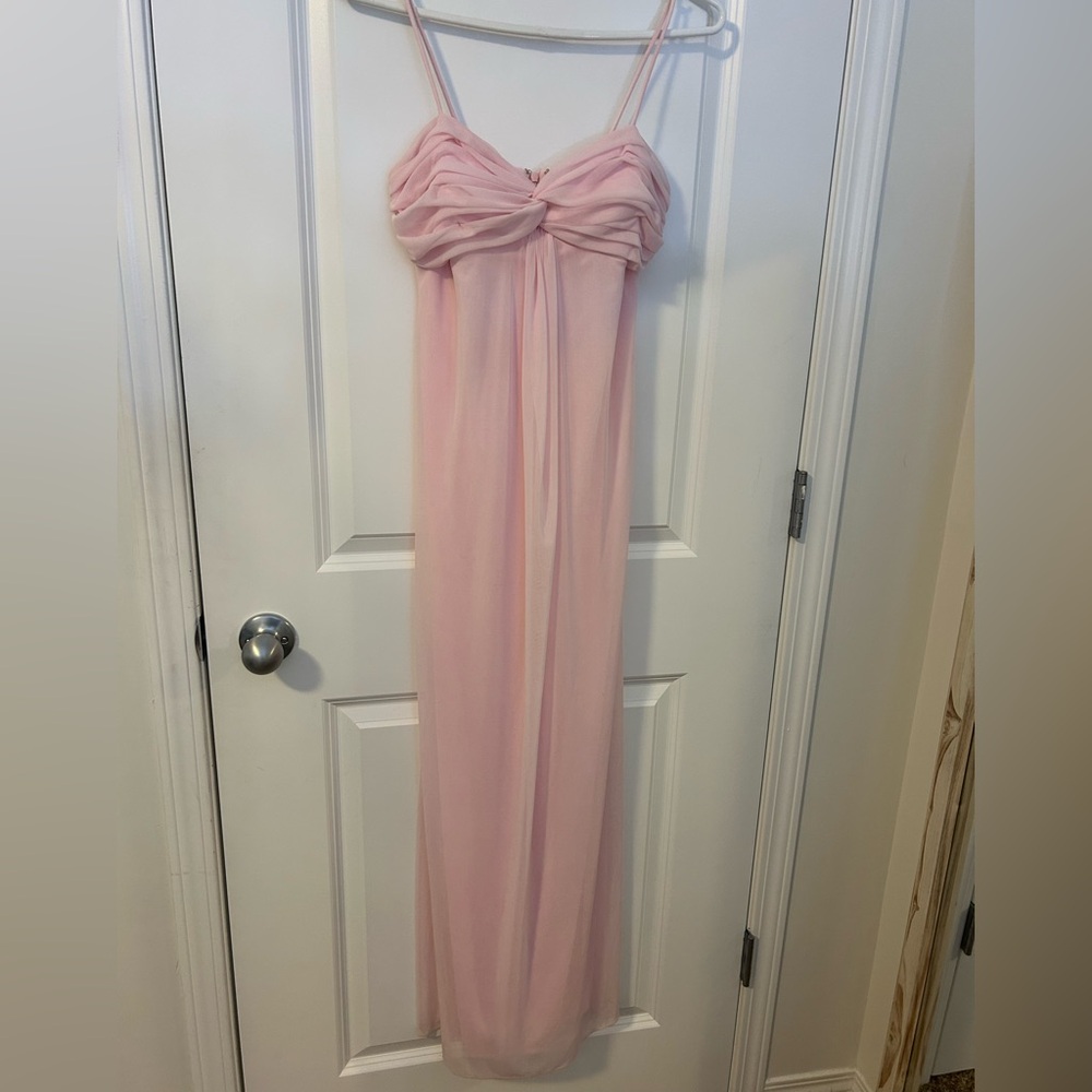 Stunning! Onyx Soft Pink Maxi spaghetti straps Dress, prom dress, size 2p
